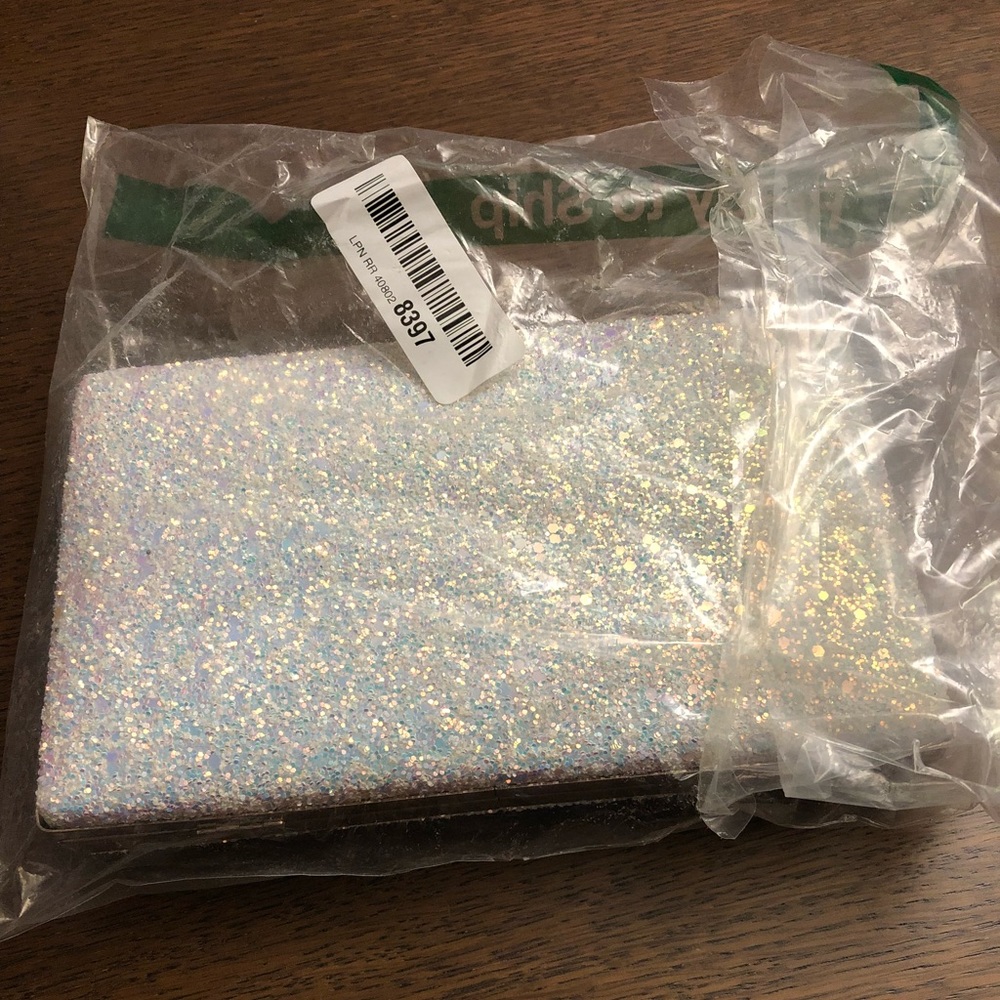 Sparkly white and Blue Glitter Clutch for Prom